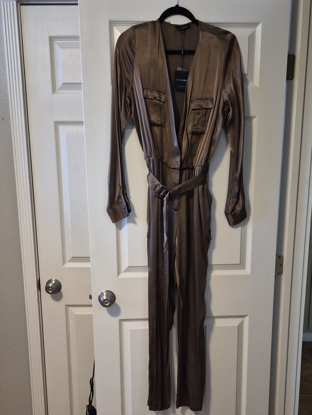 Satin Jumpsuit with Belt Sz. Small